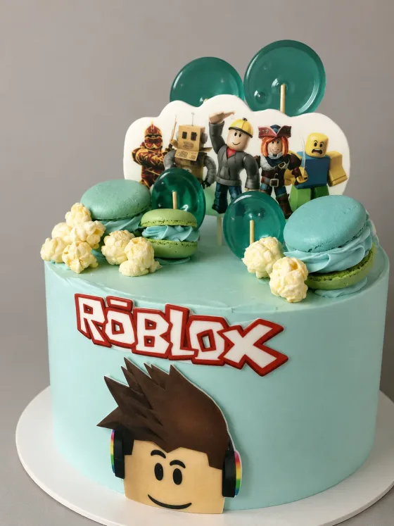 Bolo colorido com tema para festa infantil